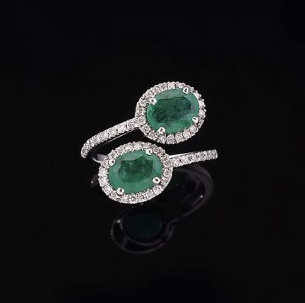 Ring „Vous et Moi“ aus 18 Karat Weißgold (750) mit