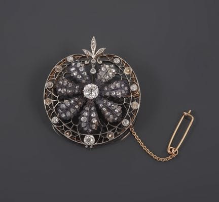 Runde Brosche/Anhänger aus 14-karätigem Gelbgold (