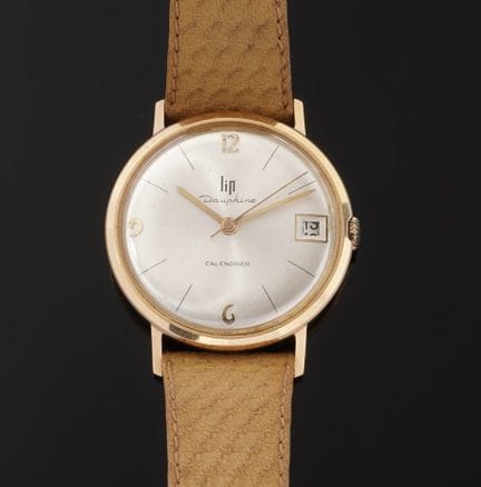 LIP 
Dauphine Calendrier 

18K 750纯度黄金男士腕表。
- 银色表盘
