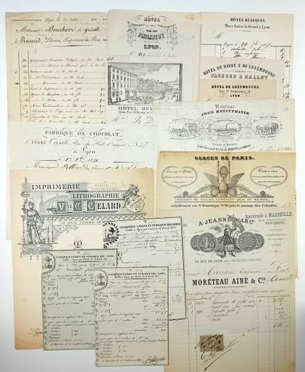 里昂，罗讷省。14份文件，配有精美插图：“根据1803年4月13日法令在里昂设立的丝绸公共管理机构。