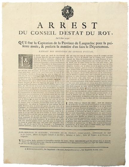 LANGUEDOC. 1751. “Arrest du Conseil d’Estat du Roy