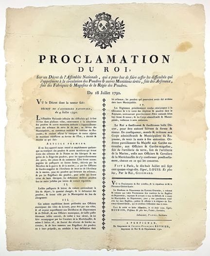 REVOLUTION. POWDER. "Proclamation du Roi (Louis XV