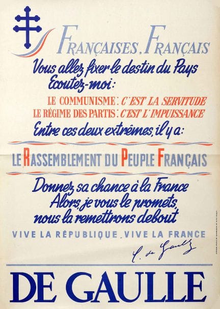Général DE GAULLE 1947. “Françaises, Français. Vou