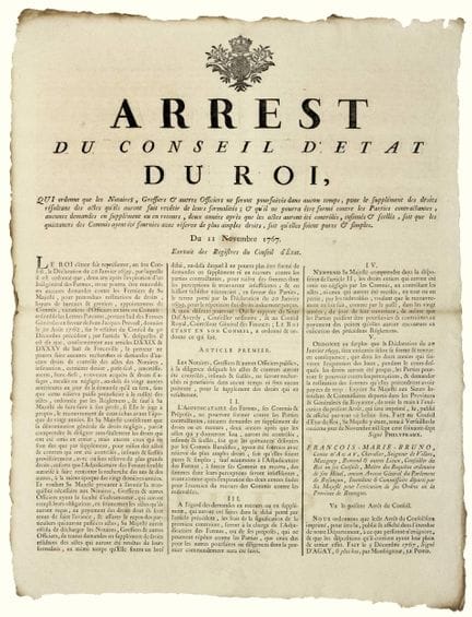 BRITTANY. 1767. “Decree of the King’s Council of S