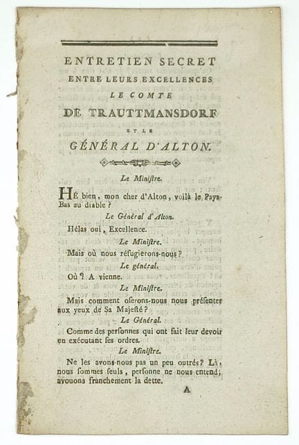 “ENTRETIEN SECRET entre leurs Excellences le Comte