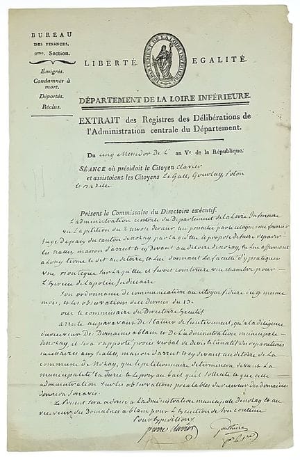 LOIRE ATLANTIQUE. Extrait des délibérations de l’A