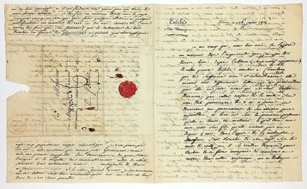 默尔特-摩泽尔省。信头为南锡教区信笺， 1814年6月16日自南锡寄出，收件人为奥斯蒙德侯爵（安托万