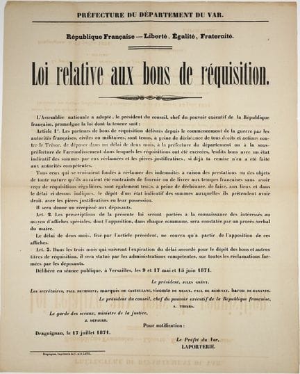 VAR. « LOI relative aux BONS DE RÉQUISITION. » (au