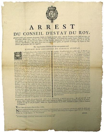 DAUPHINÉ. PAPIERS et PARCHEMINS TIMBRÉS. 1749. “Ar
