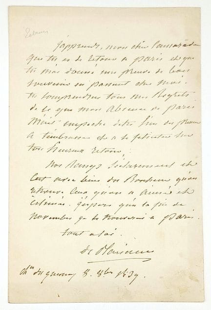 安妮-夏尔·勒布伦，普莱桑斯公爵（巴黎 1775 – 1859）骑兵将军； 帝国总司库之子——致贝特