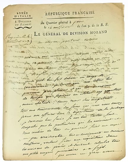 Baron Joseph de MORAND, Général de Division, Gouve
