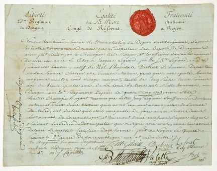 PICARDIE. 1794. Pièce signée du 20èm Régiment de D