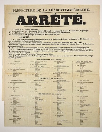 CHARENTE-MARITIME. ÉLECTION PRÉSIDENTIELLE DE 1848
