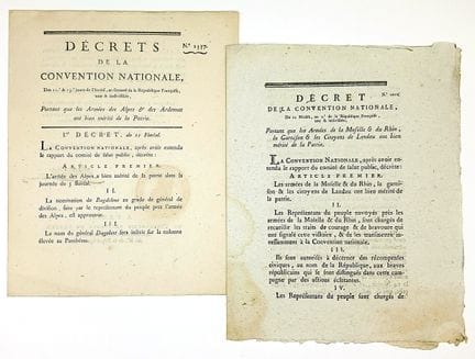 BIEN MÉRITER DE LA PATRIE. 2 Imprimés de 1794 : AR