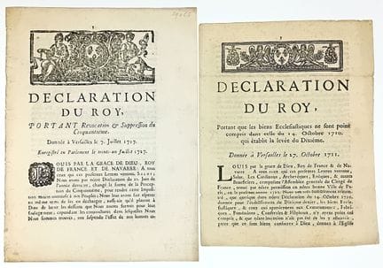 IMPOSITIONS D’ANCIEN RÉGIME. 2 Pièces : « Déclarat