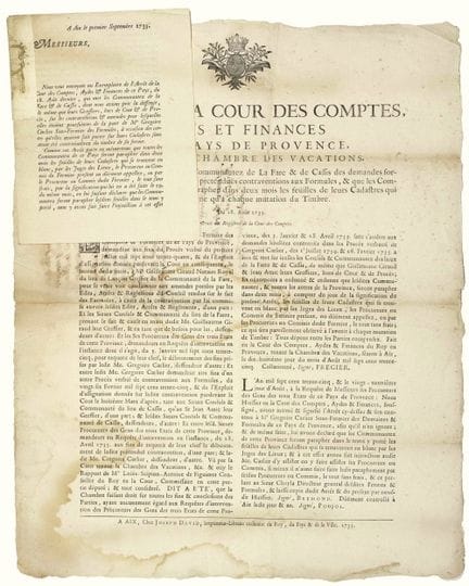 PROVENCE. 1735. Communautés de CASSIS et LA FARE (
