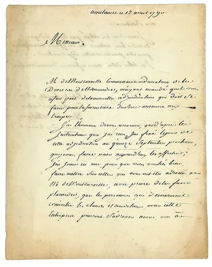 MANCHE. COUTANCES (50) ce 13 Août 1790. Lettre sig