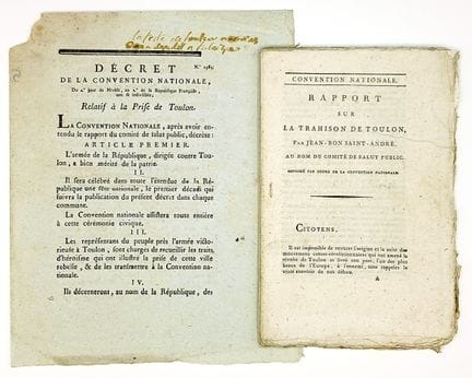 TOULON (VAR), Ville Rebelle. 1793. 2 Imprimés : « 
