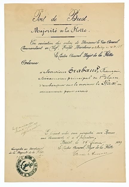 MARINE. Comte de CAVELIER DE CUVERVILLE Jules Mari
