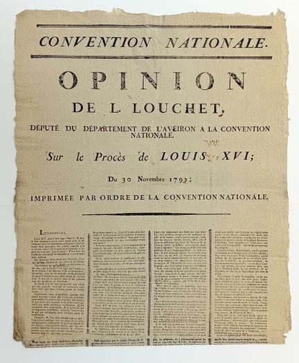 PROCÈS DU ROI LOUIS XVI. AVEYRON. « Opinion de LOU