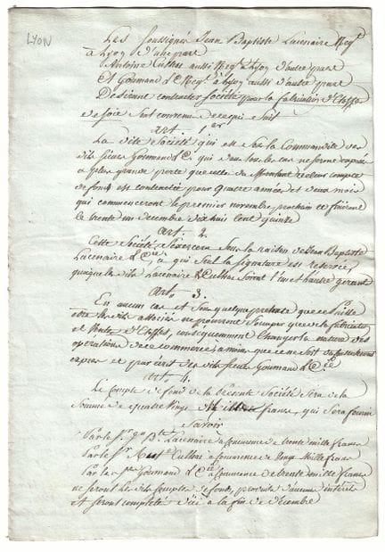 RHÔNE. 1811. SOIE DE LYON. Contrat de société pour