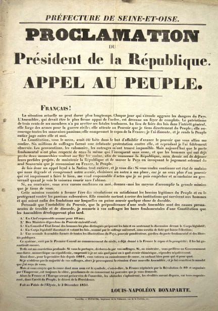SEINE-ET-OISE. Proclamation de LOUIS-NAPOLÉON BONA