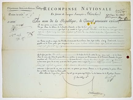 BREVET DE RÉCOMPENSE NATIONALE en faveur de Jacque