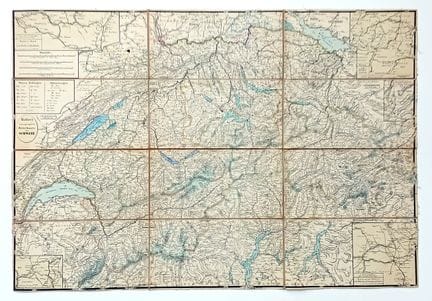 LA SUISSE. Carte toilée repliable (45 x 66 cm), ve