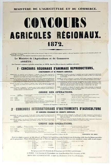 « CONCOURS AGRICOLES RÉGIONAUX, 1872 » Ministère d