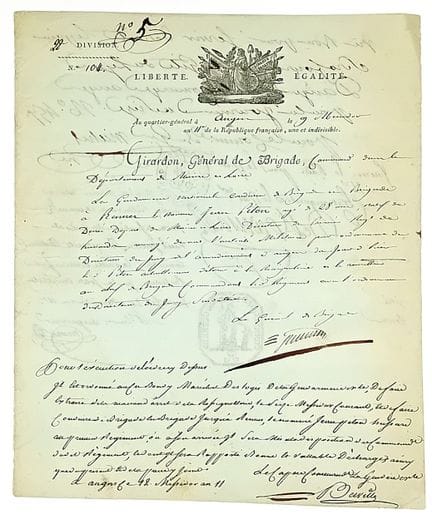 Antoine GIRARDON, Général en 1799. Il servit en Am