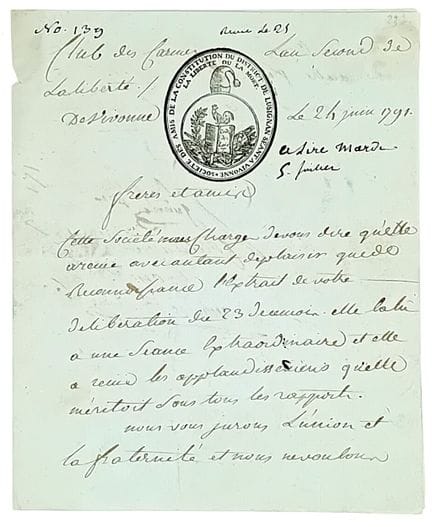VIENNE. “SOCIÉTÉ DES AMIS DE LA CONSTITUTION du Di