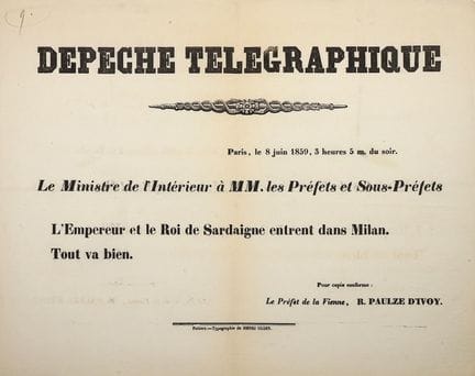 (CAMPAGNE D'ITALIE) DÉPÊCHE TÉLÉGRAPHIQUE - Le Min
