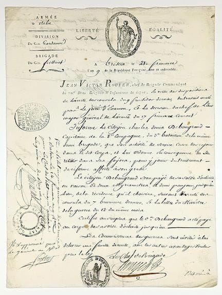 ARMÉE D’Italie. BRESCIA 21 Frimaire An 9 (12 Novem