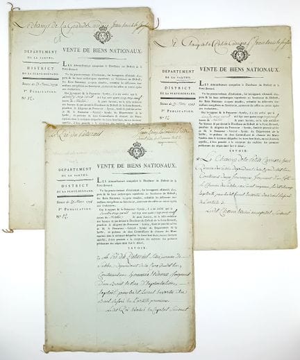 SARTHE. District de la FERTÉ-BERNARD. 3 Copies de 