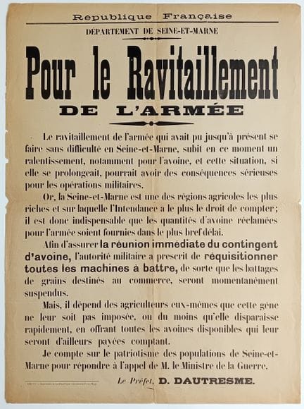 SEINE-ET-MARNE. « Pour le Ravitaillement de l’Armé