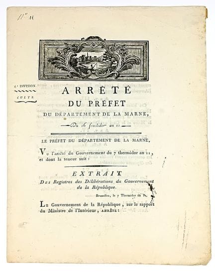 MARNE. CULTE. Arrêté du préfet du département de l