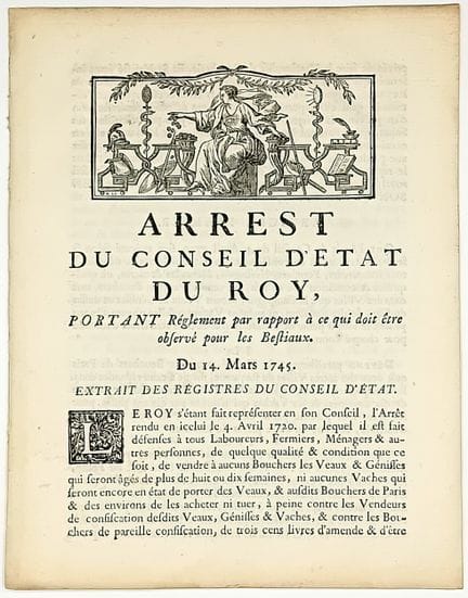 BOUCHERIE. NORD. « Arrest du Conseil d’État du Roy