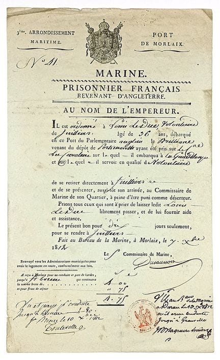 MARINE. PORT DE MORLAIX, Finistère. « Prisonnier F
