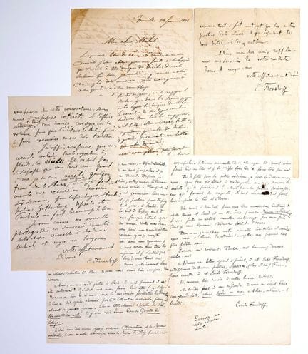 弗拉芒绘画4 封信：3 封 L.A.S. Émile FRENSDORFF（文学），1847 年法兰