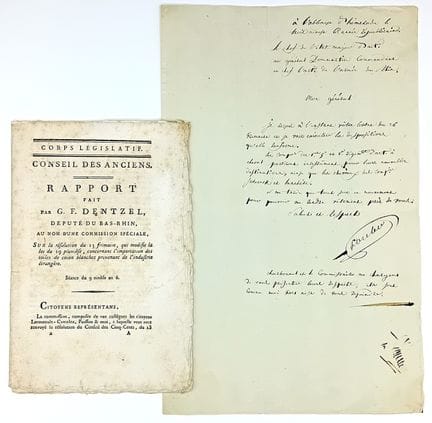 BAS-RHIN. 2 Pièces : Lettre A.S. du Chef d’État-Ma