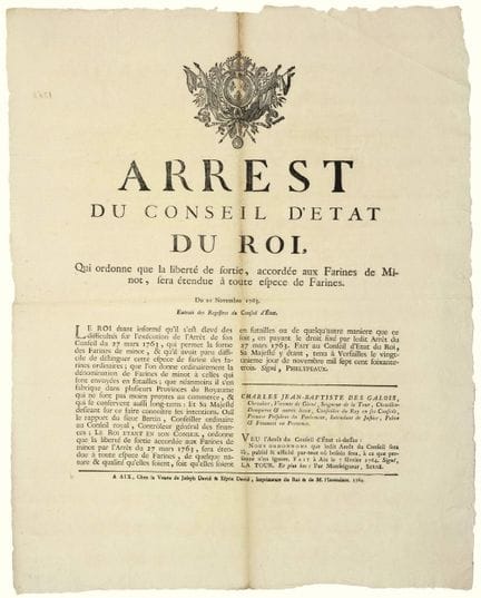 PROVENCE. MILL FLOUR. CUSTOMS. 1764. “Decree of th