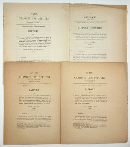 COLONIES D’AFRIQUE. 5 Imprimés in-4° : « CHAMBRE D
