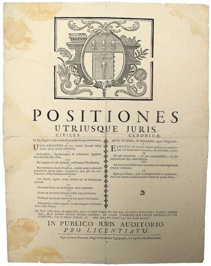 THÈSE. PARIS. 1747.Programme pour la Licence de Dr