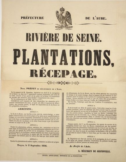 AUBE. NAVIGATION. "RIVIÈRE DE SEINE. PLANTATIONS, 