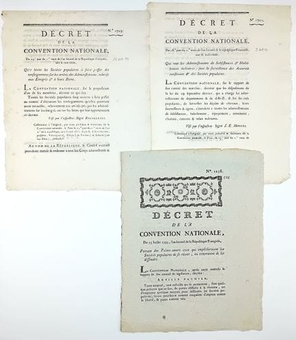 SOCIÉTÉS POPULAIRES - 3 Décrets relatifs : - Décre