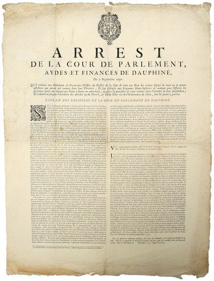 DAUPHINÉ. 1750. “Arrest de la Cour de Parlement Ay