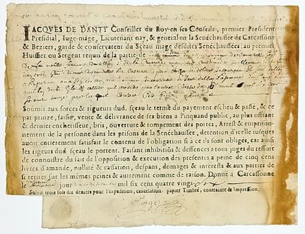AUDE. 2 Pièces : SÉNÉCHAUSSÉE DE CARCASSONNE et BÉ