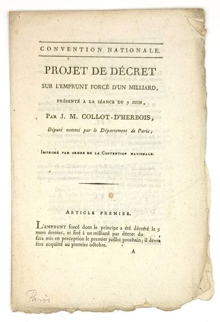 EMPRUNT FORCÉ DE 1793 - Jean-Marie COLLOT-D’HERBOI