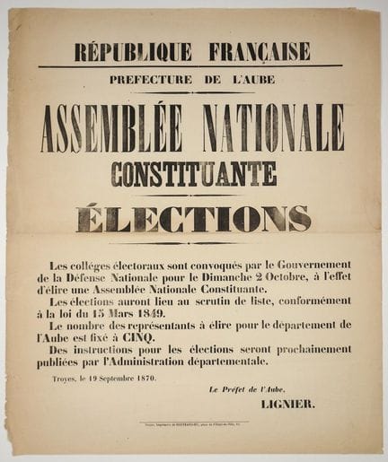 TROYES, le 19 Septembre 1870 - Préfecture de l’AUB