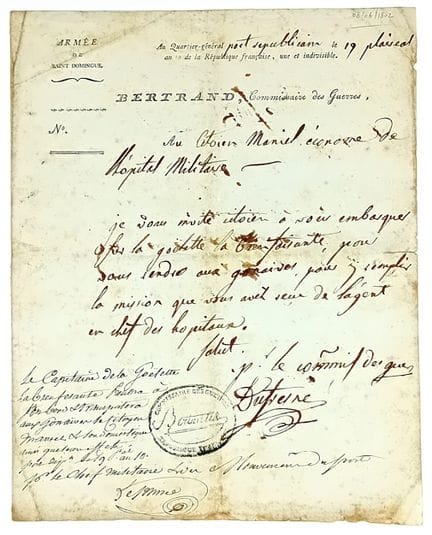 « ARMÉE DE SAINT DOMINGUE. » Au Q.G. PORT RÉPUBLIC